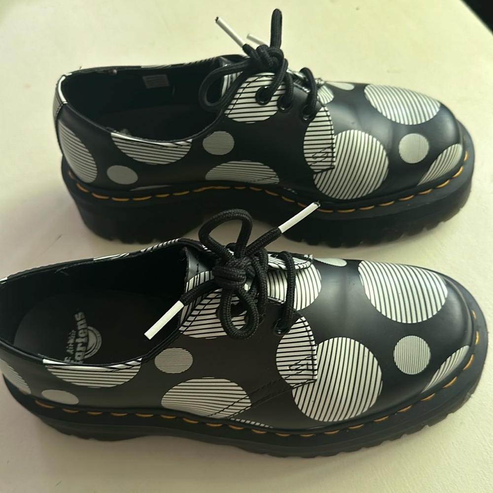 Dr Martens black with white dots. Limited edition shoes. size 38 EU. Great!
